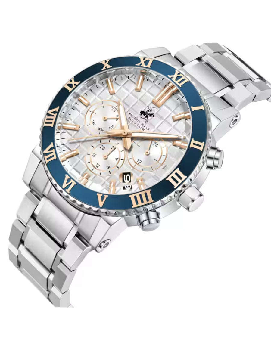 Beverly Hills Polo Club BP3869X.330 Men’s Watch – Silver Dial Stainless Steel Bracelet
