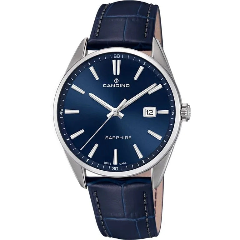 Candino C4622/C Men’s Swiss Watch – Blue Dial Leather Strap Sapphire Crystal