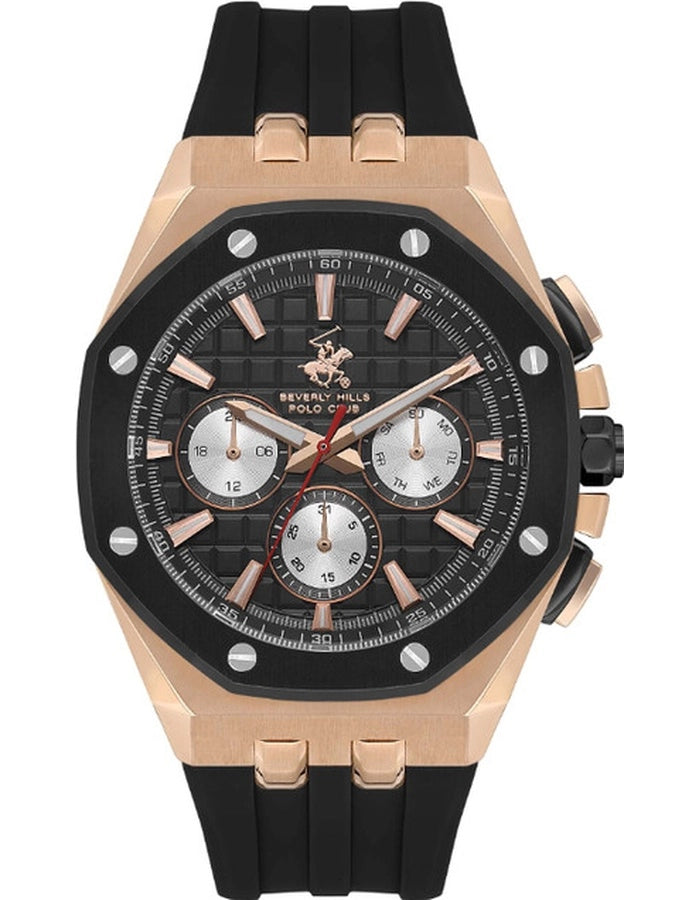 Beverly Hills Polo Club BP3624X.851 Men’s Watch – Black Multifunction Dial & Silicone Strap