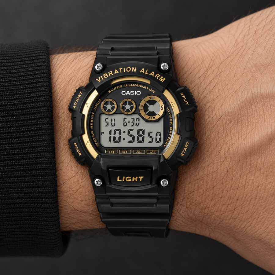 CASIO W-735H-1A2V Digital Sports Watch – Vibe Alert, 100M Water Resistant