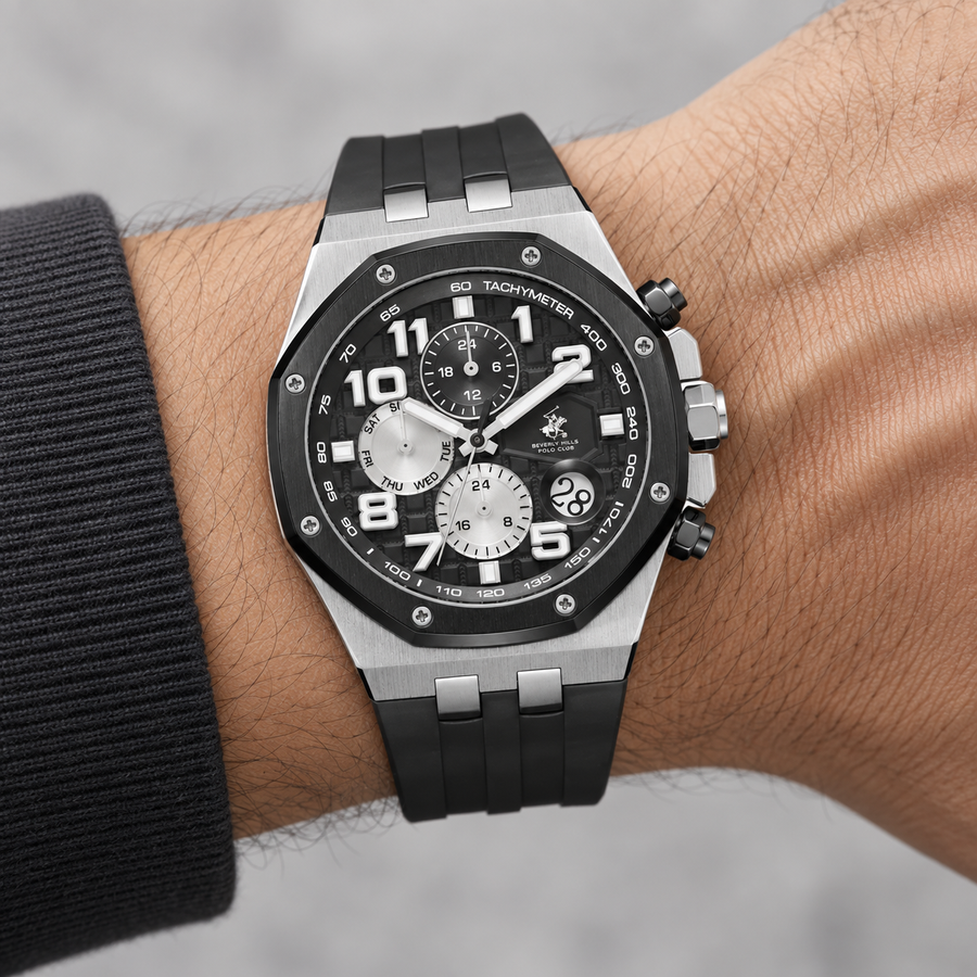 Beverly Hills Polo Club BP3783X Multifunction Watch – Black Silicone Band