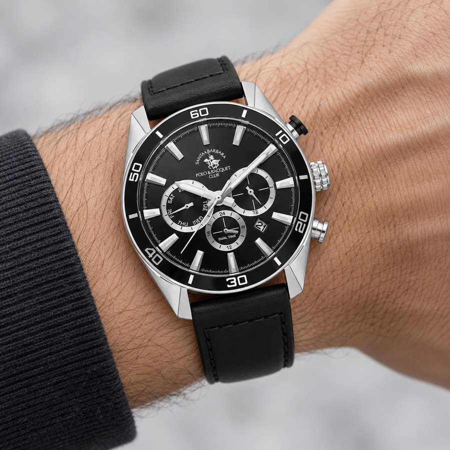 Santa Barbara Polo SB.1.10627-1 Men’s Quartz Watch | Black Leather