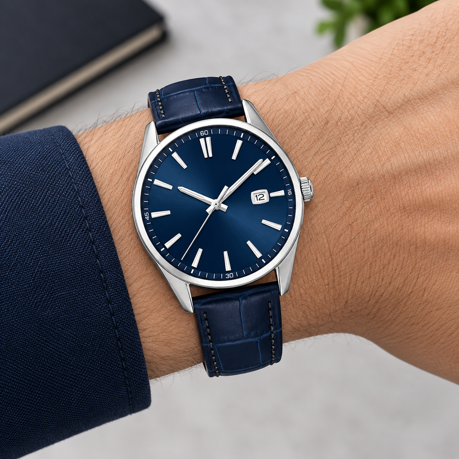 Candino C4622/C Men’s Swiss Watch – Blue Dial Leather Strap Sapphire Crystal