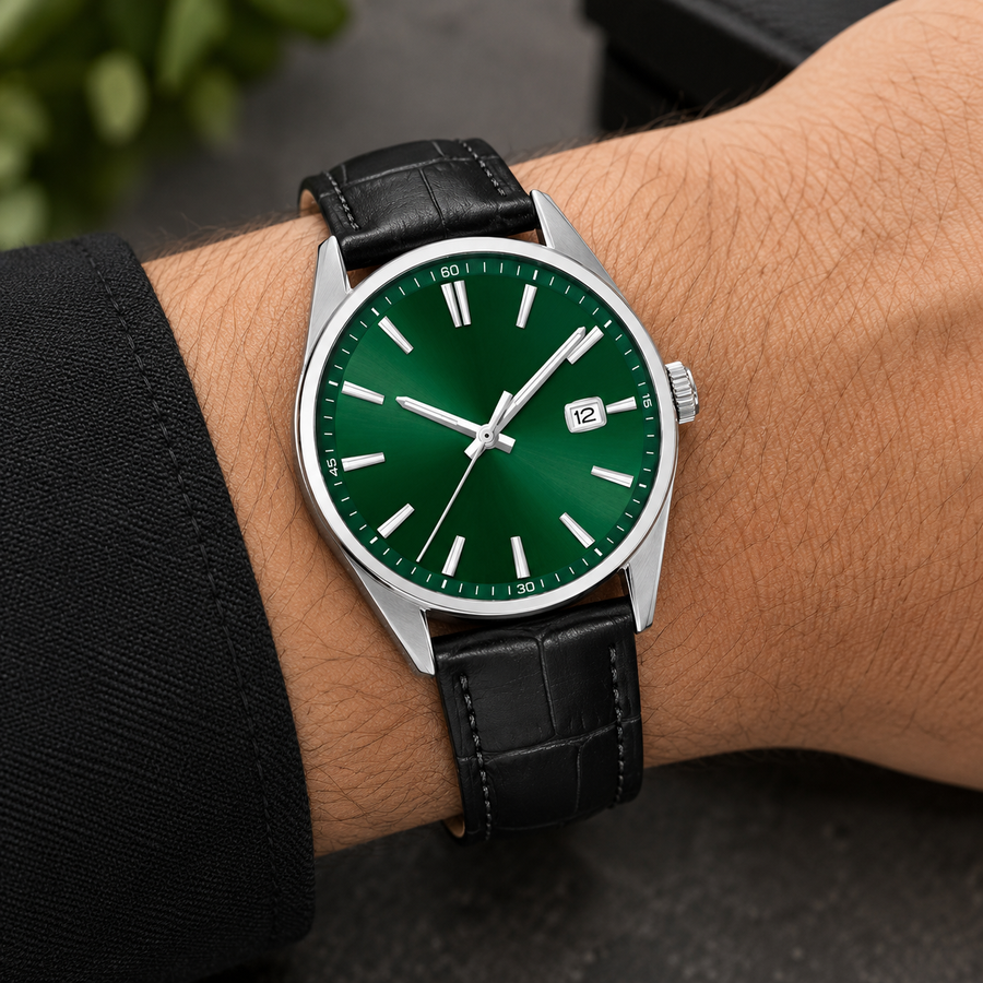 Candino C4622/B Men’s Swiss Watch – Green Dial Black Leather Strap Sapphire Crystal