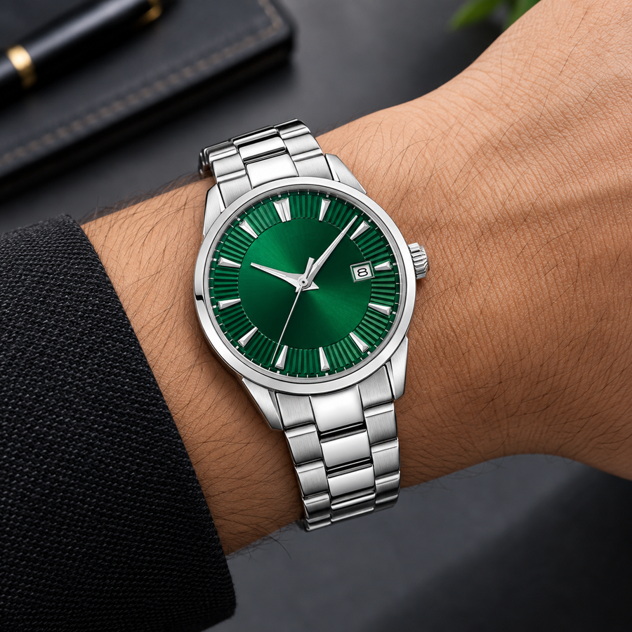 Candino C4711/G Men’s Swiss Watch – Green Dial Stainless Steel Bracelet