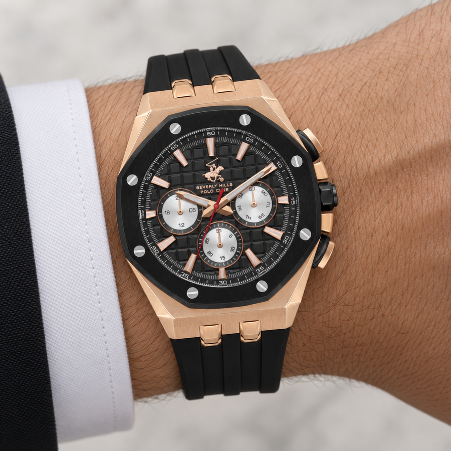 Beverly Hills Polo Club BP3624X.851 Men’s Watch – Black Multifunction Dial & Silicone Strap