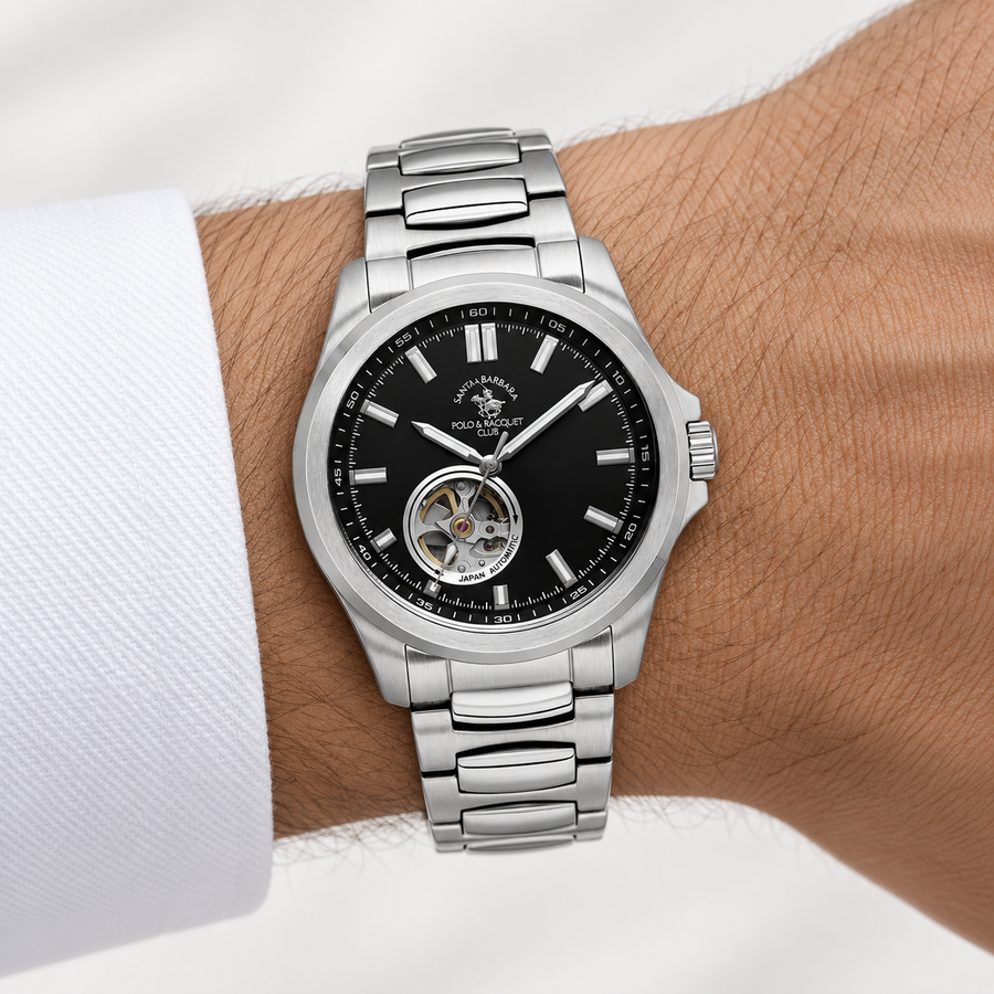 Santa Barbara Polo SB.1.10629-2 Women’s Automatic Watch – Blue Open Heart Dial & Stainless Steel Bracelet