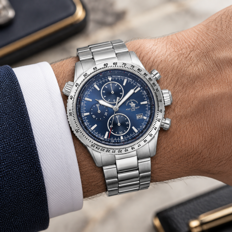 Santa Barbara Polo SB.5.10003-2 Men’s Chronograph Watch – Blue Dial Stainless Steel Bracelet
