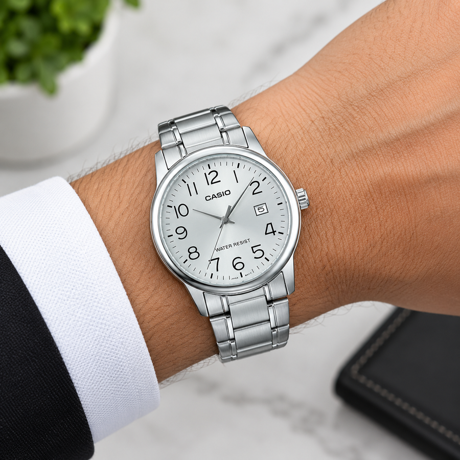 Casio MTP-V002D-7B Men's Analog Watch – Silver Stainless Steel