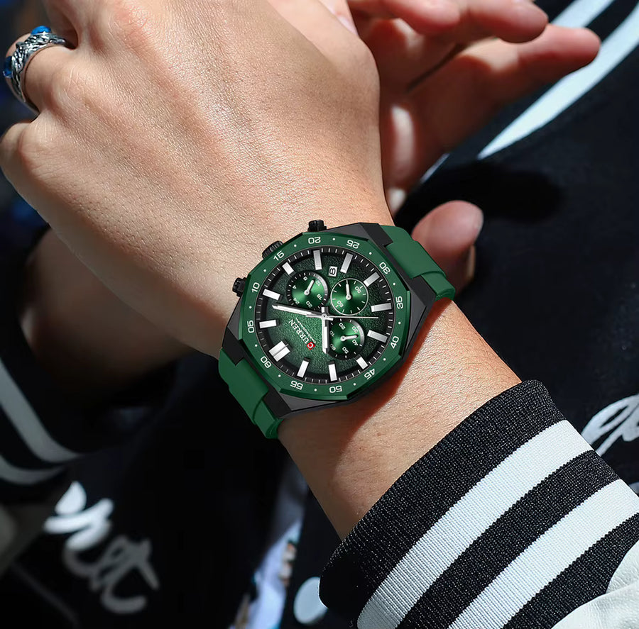 CURREN 8489 Men’s Watch – Rubber Strap Sporty Design