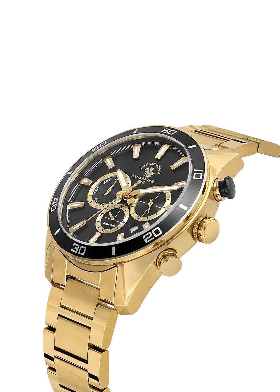 Santa Barbara Polo SB.1.10498-4 Men’s Watch – Black Dial Gold Stainless Steel Bracelet