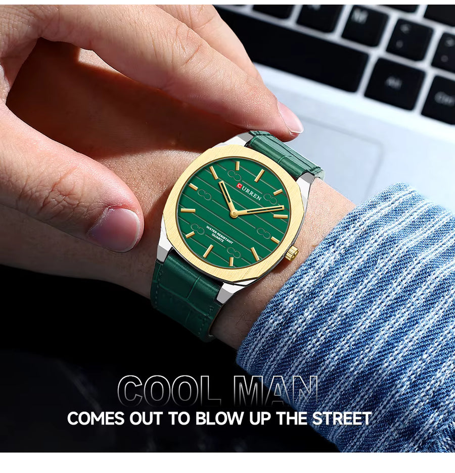 CURREN 8480 Men’s Leather Strap Watch – Classic Casual Design