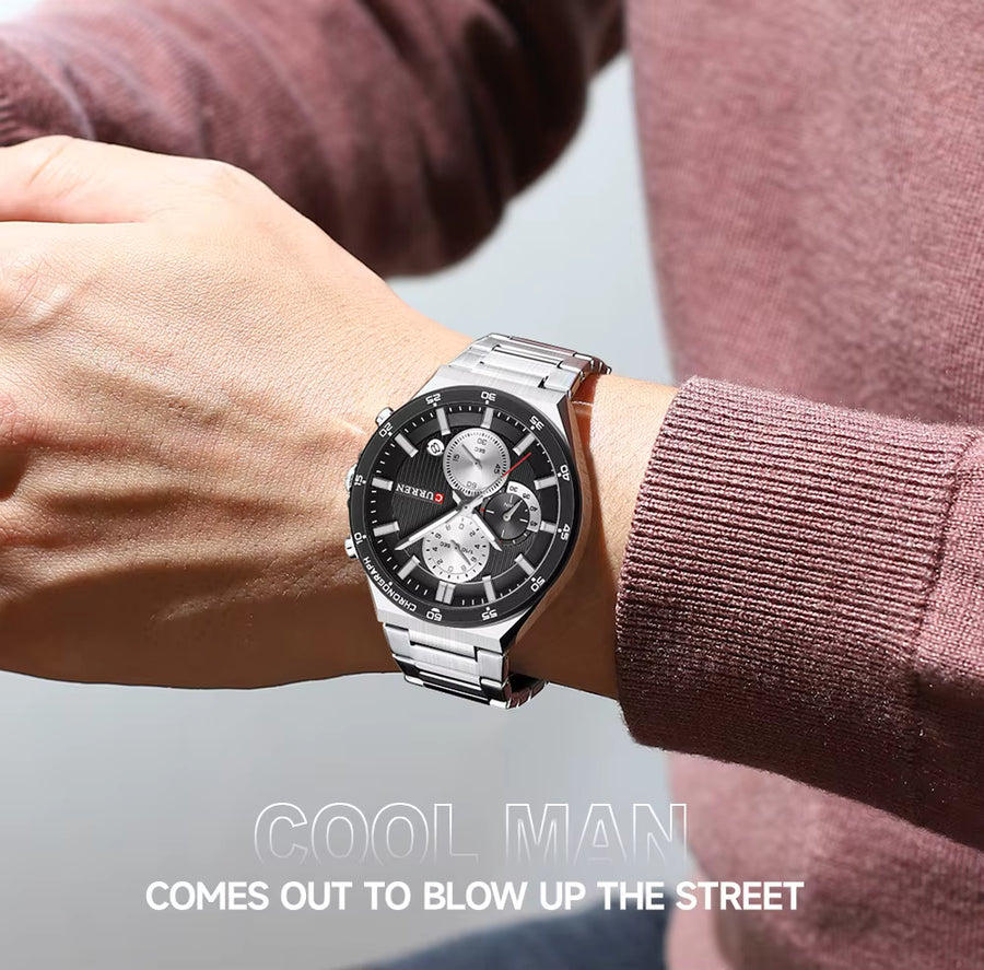 CURREN 8481 Men’s Stainless Steel Watch – Silver & Black