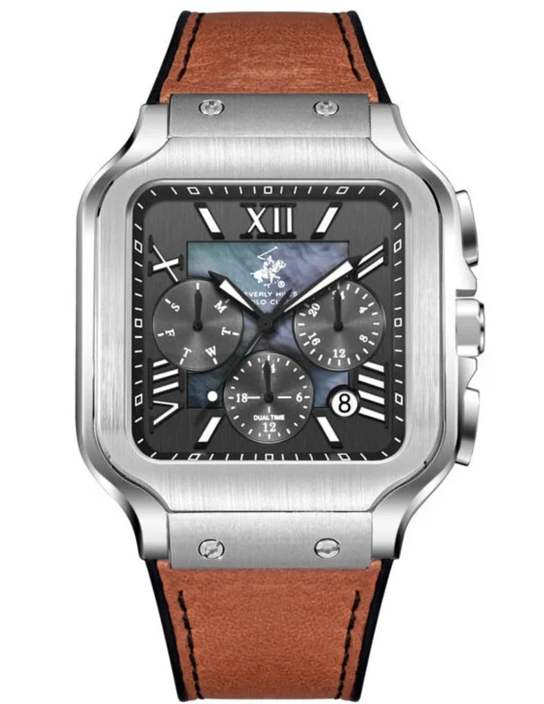 Beverly Hills Polo Club BP3854X.364 Men’s Watch – Grey Multifunction Dial & Brown Leather Strap