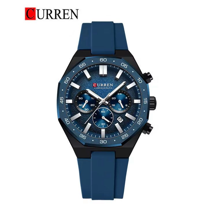 CURREN 8489 Men’s Rubber Strap Watch – Sporty Casual Design