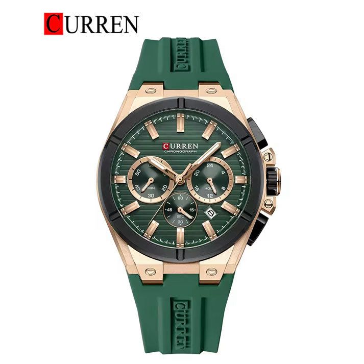 CURREN 8487 Men’s Rubber Strap Watch – Sporty Casual Design