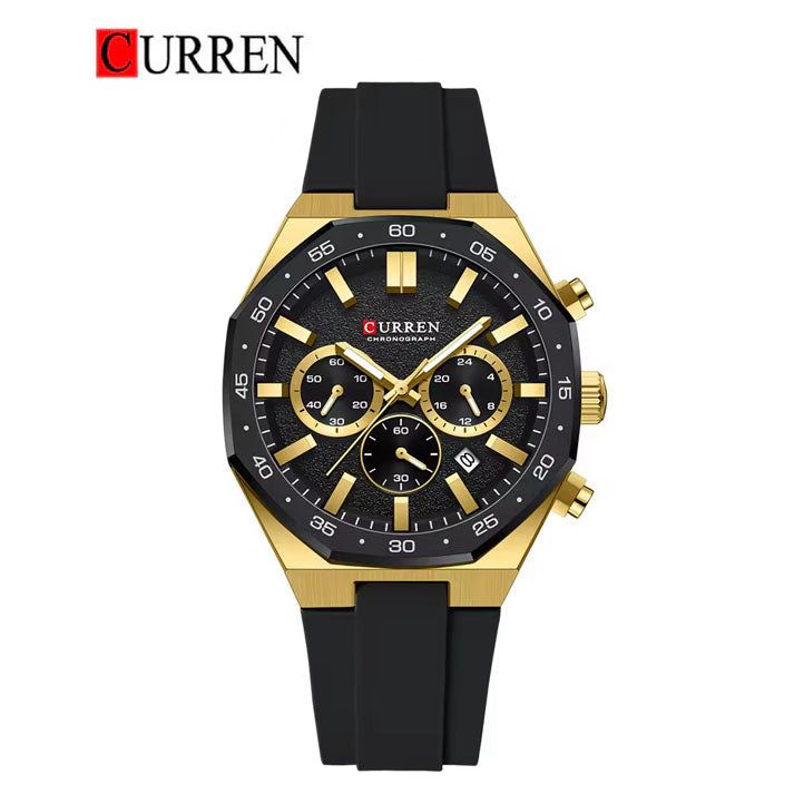 CURREN 8489 Men’s Rubber Strap Watch – Sporty Casual Design