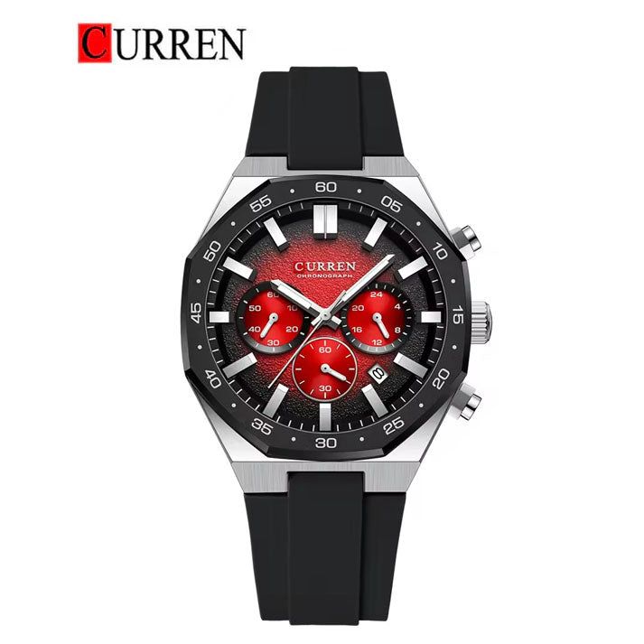CURREN 8489 Men’s Rubber Strap Watch – Sporty Casual Design