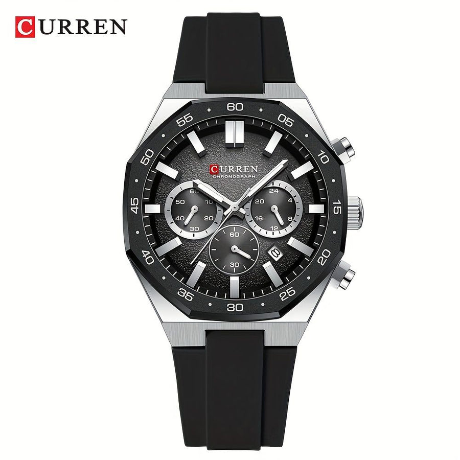 CURREN 8489 Men’s Rubber Strap Watch – Sporty Casual Design