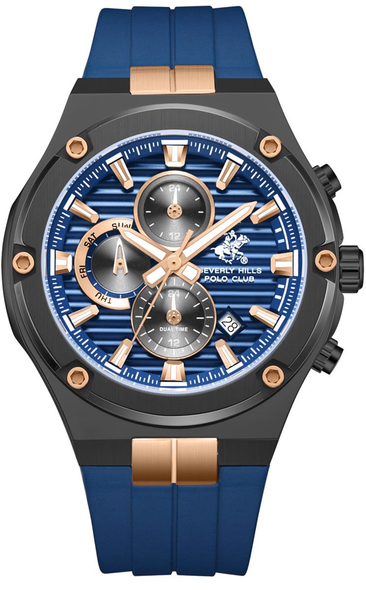 Beverly Hills Polo Club BP3822X.699 Men’s Watch – Blue Silicone Strap & Multifunction Dial