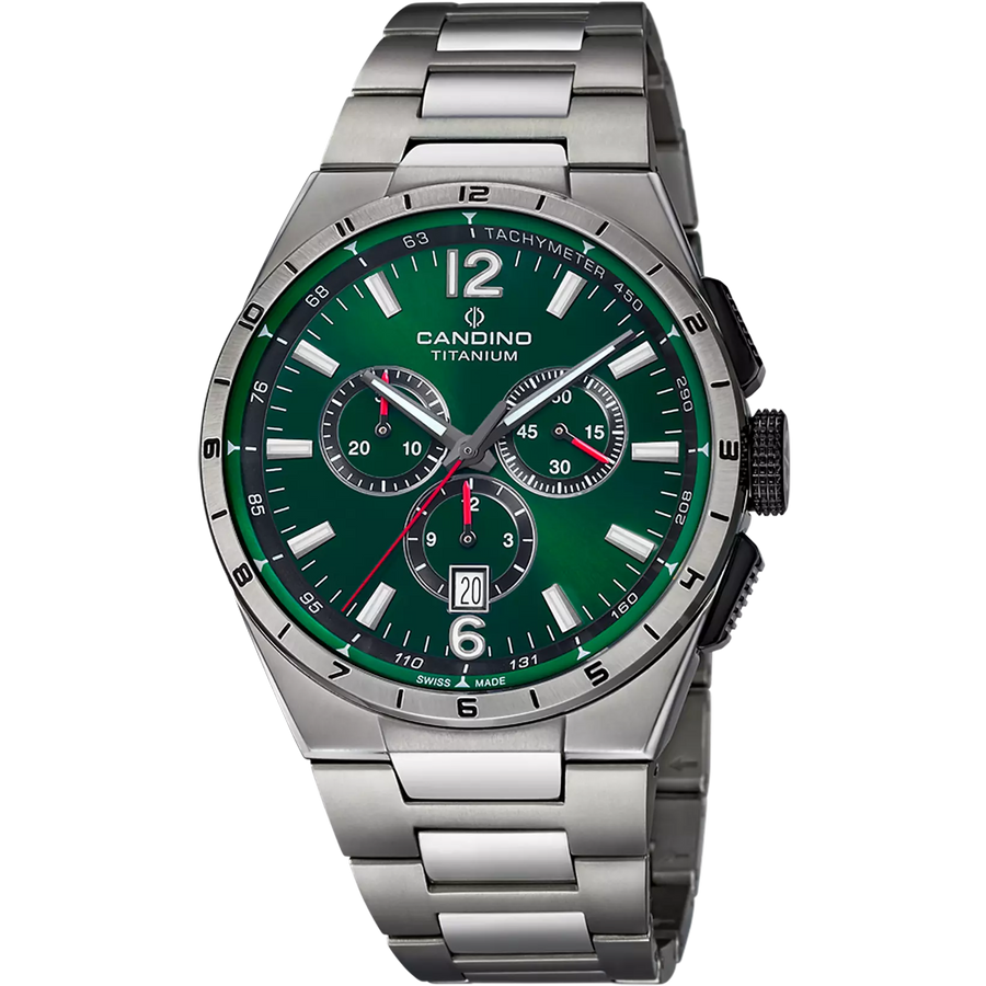 Candino C4603/K Titanium Men’s Swiss Chronograph Watch – Green Dial