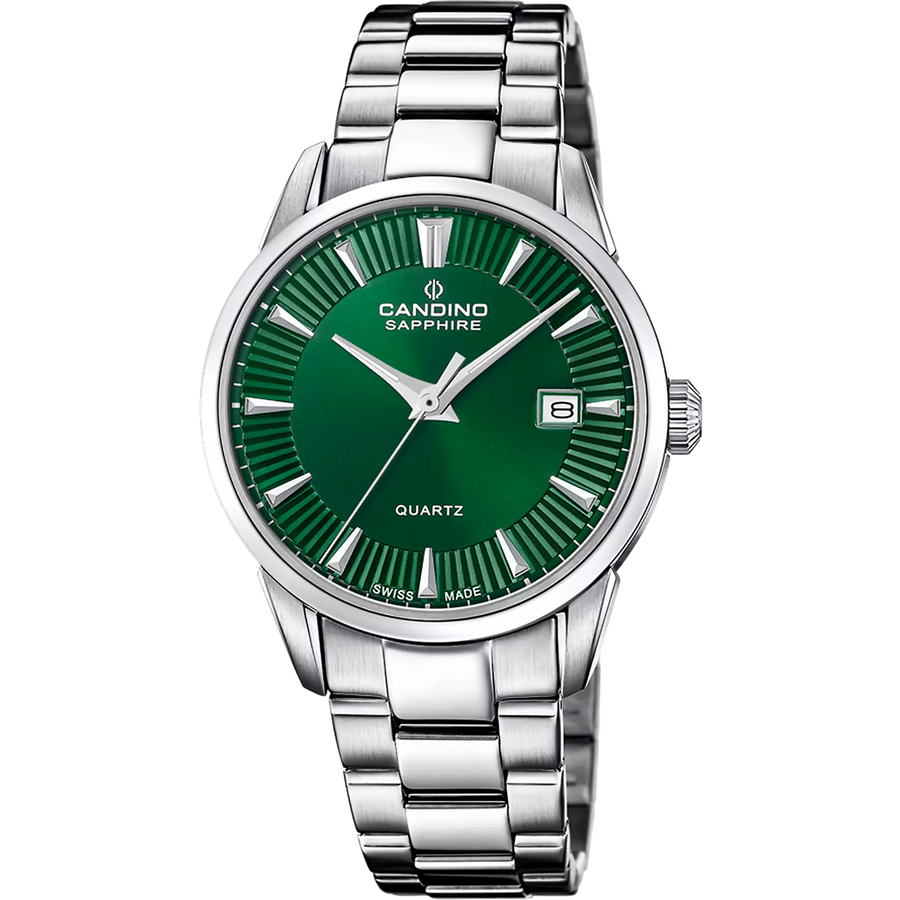 Candino C4711/G Men’s Swiss Watch – Green Dial Stainless Steel Bracelet