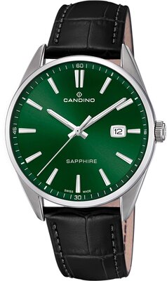 Candino C4622/B Men’s Swiss Watch – Green Dial Black Leather Strap Sapphire Crystal