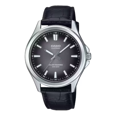 Casio MTS-RS100L-1AV Black Dial Solar-Powered Men's Watch with Sapphire Crystal
