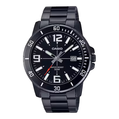 CASIO MTP-VD01B-1BV Men’s Black Analog Watch – Stainless Steel Bracelet