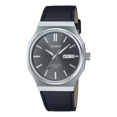 Casio MTP-E735L-8AV Men's Analog Watch – Octagonal Case & Leather Strap
