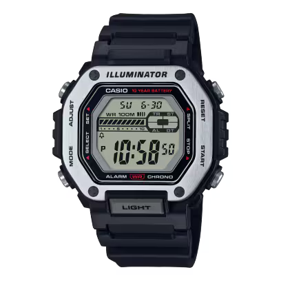 CASIO MWD-110H-1AV Digital Watch – Stainless Steel Bezel, 100M Water Resistant