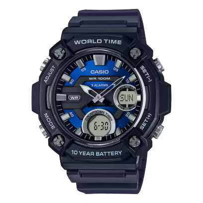 CASIO AEQ-120W-2AV Men’s Analog-Digital Watch – 100M Water Resistant & 10-Year Battery