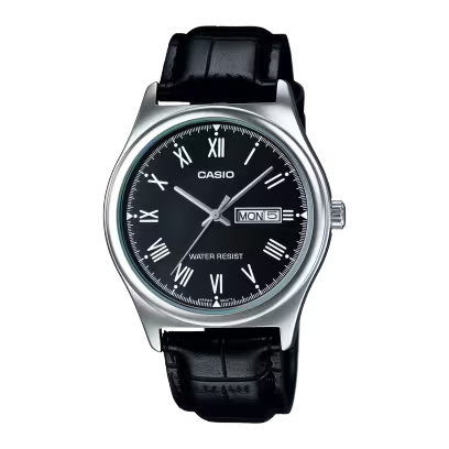 Casio MTP-V006L-1B Men's Analog Watch – Black Dial & Leather Strap
