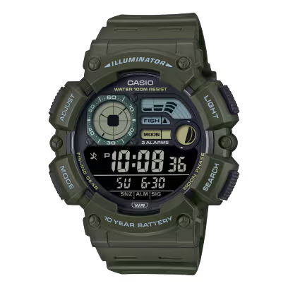 CASIO WS-1500H-3BV Men’s Digital Watch – 100M Water Resistant, 10-Year Battery