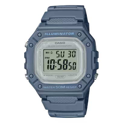 CASIO W-218HC-2AV Digital Sports Watch – Blue Resin Band 50M Water Resistant