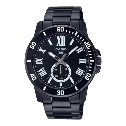CASIO MTP-VD200B-1B Men’s Black Analog Watch – Stainless Steel Bracelet